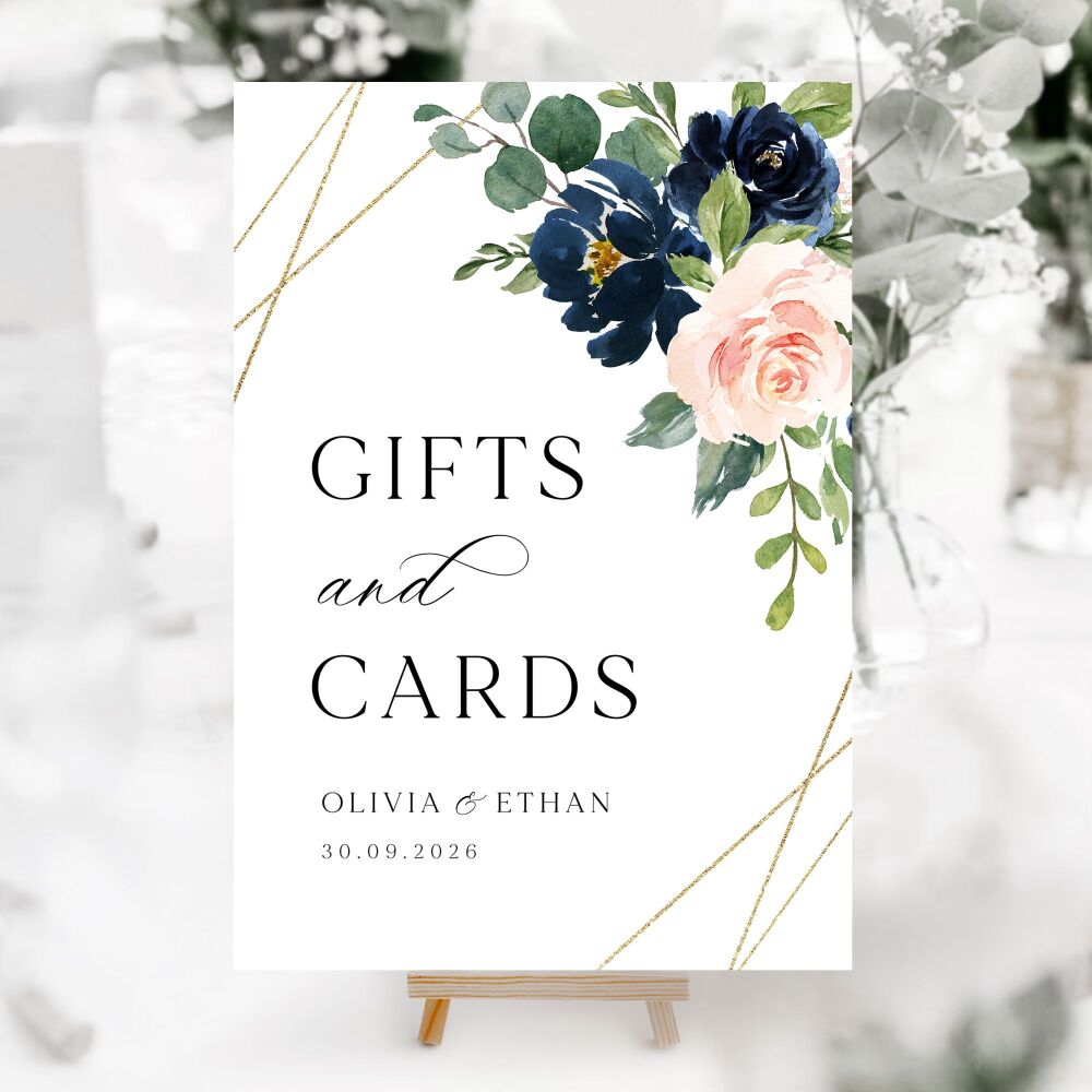 Blush, Navy & Gold Wedding Accessory Signs (Choose Your Sign)