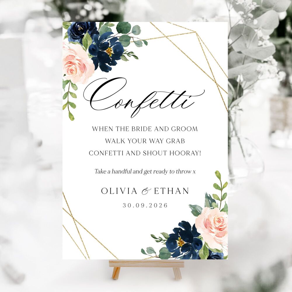 Blush, Navy & Gold Wedding Accessory Signs (Choose Your Sign)