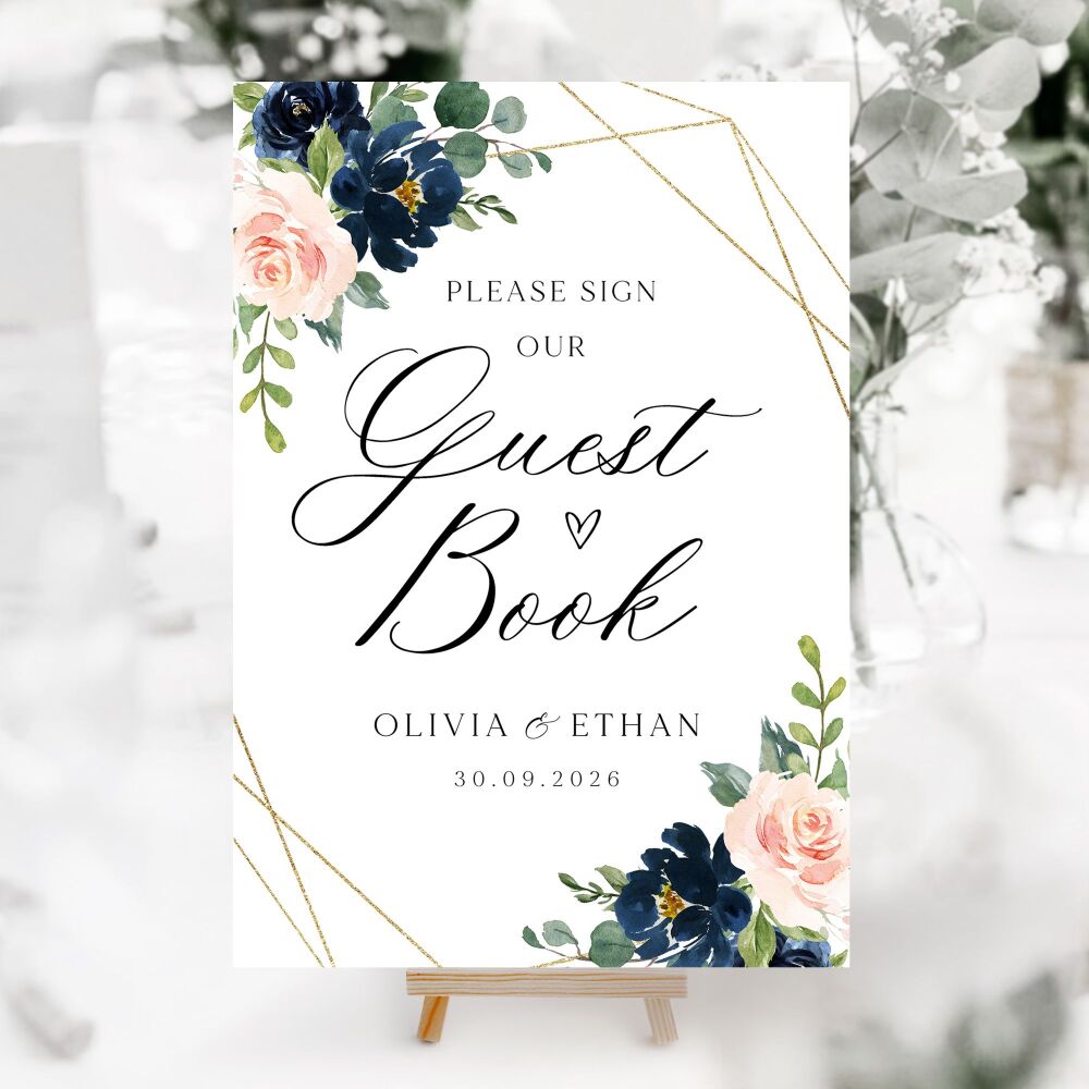 Blush, Navy & Gold Wedding Accessory Signs (Choose Your Sign)