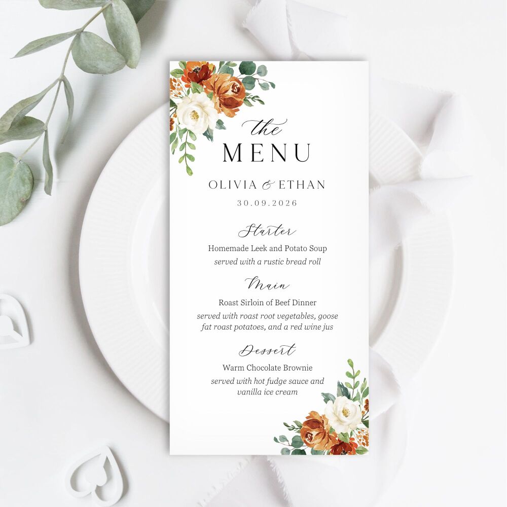 Burnt Orange & Eucalyptus Menu