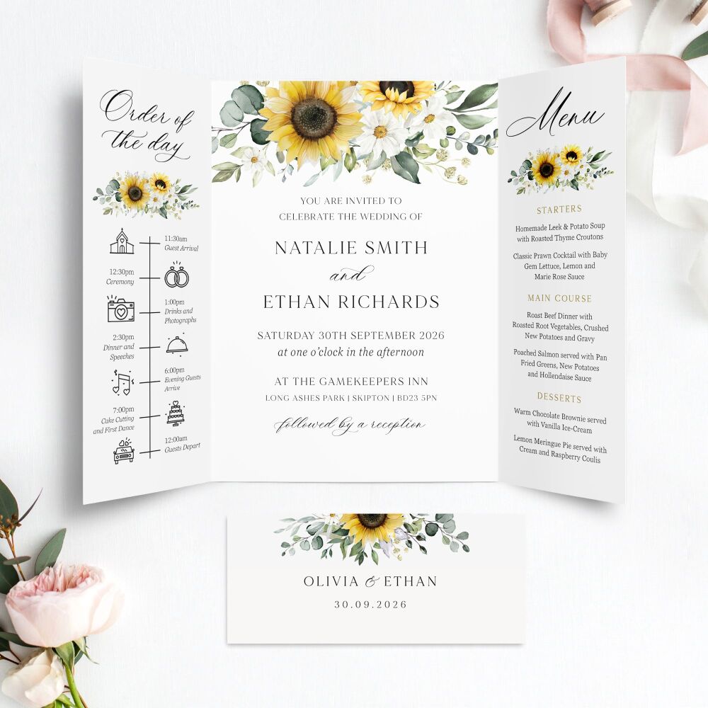 Sunflowers & Daisies Wedding Invitation Sample