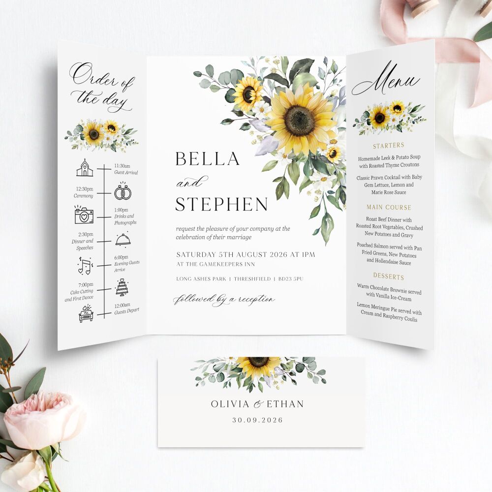 Sunflowers & Daisies Wedding Invitation Sample