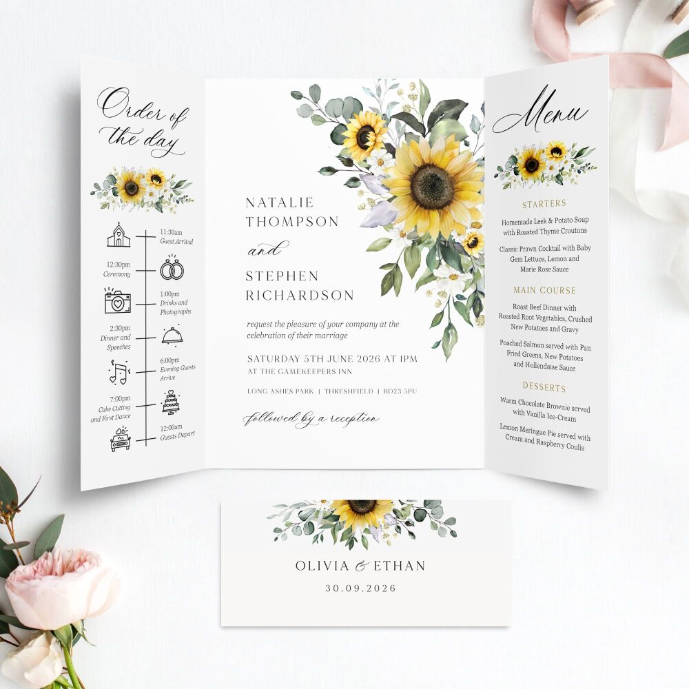 Sunflowers & Daisies Wedding Invitation Sample