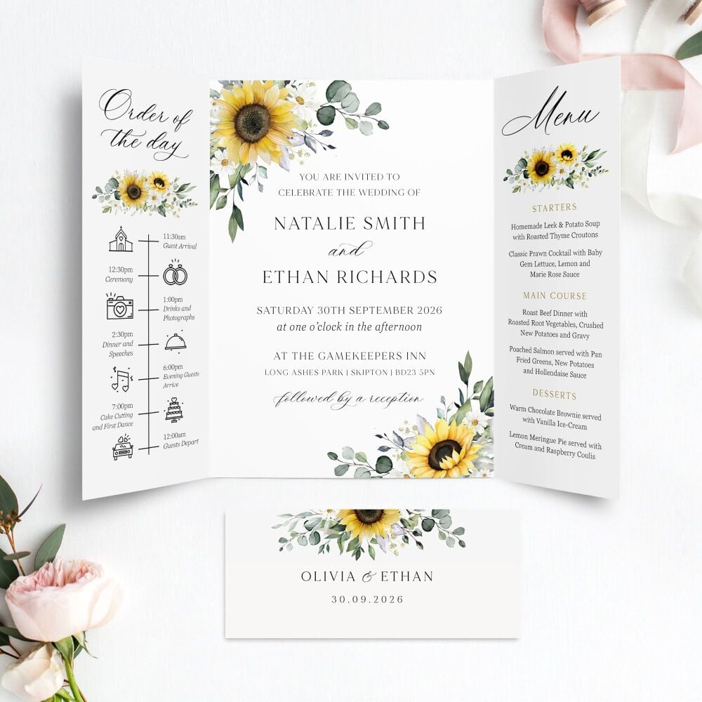 Sunflowers & Daisies Wedding Invitation Sample