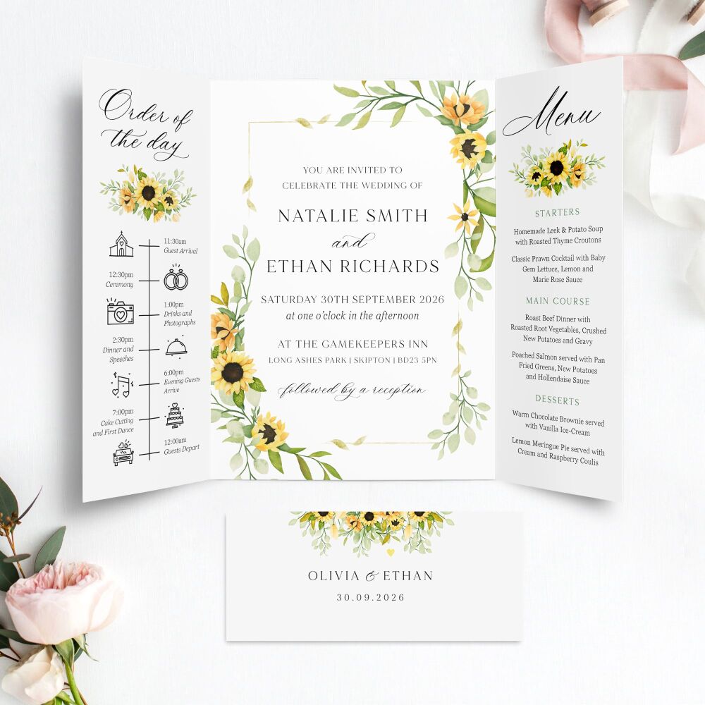 Pretty Sunflowers Wedding Invitation Sample