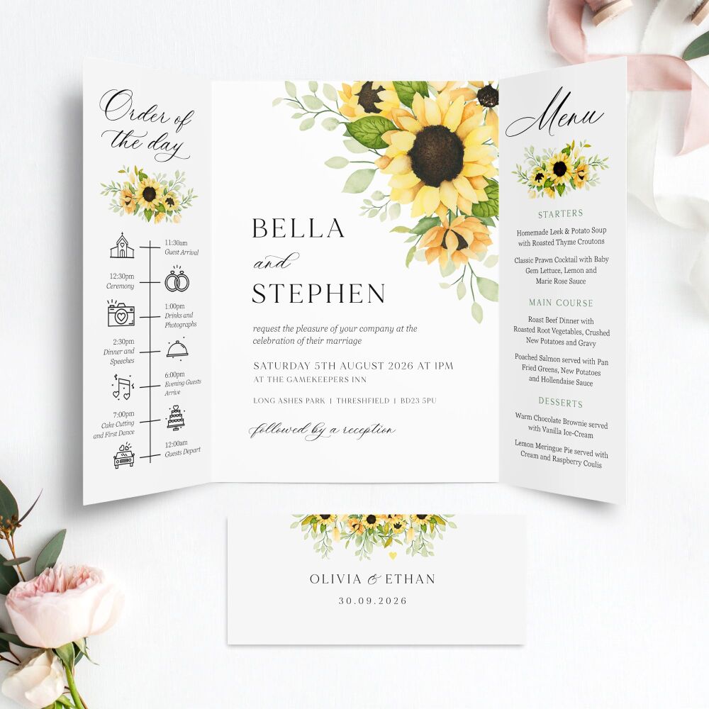 Pretty Sunflowers Wedding Invitation Sample