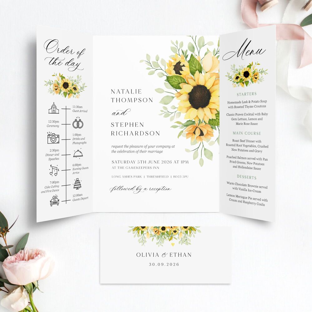 Pretty Sunflowers Wedding Invitation Sample