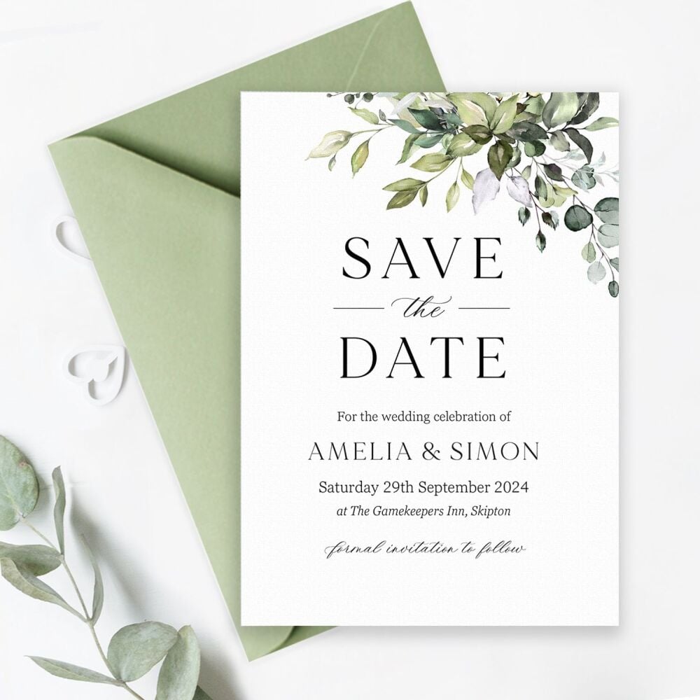 Eucalyptus Bouquet Save the Date