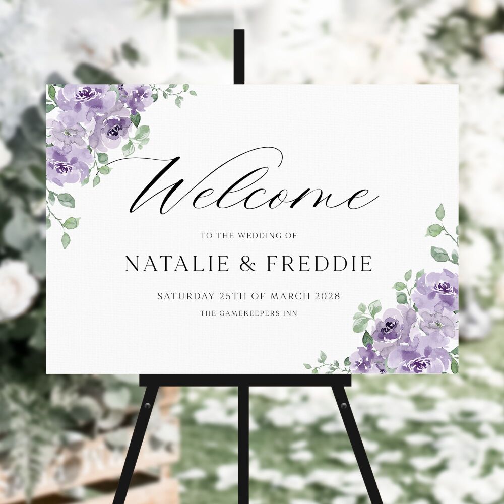Dusky Mauve Floral Welcome Sign