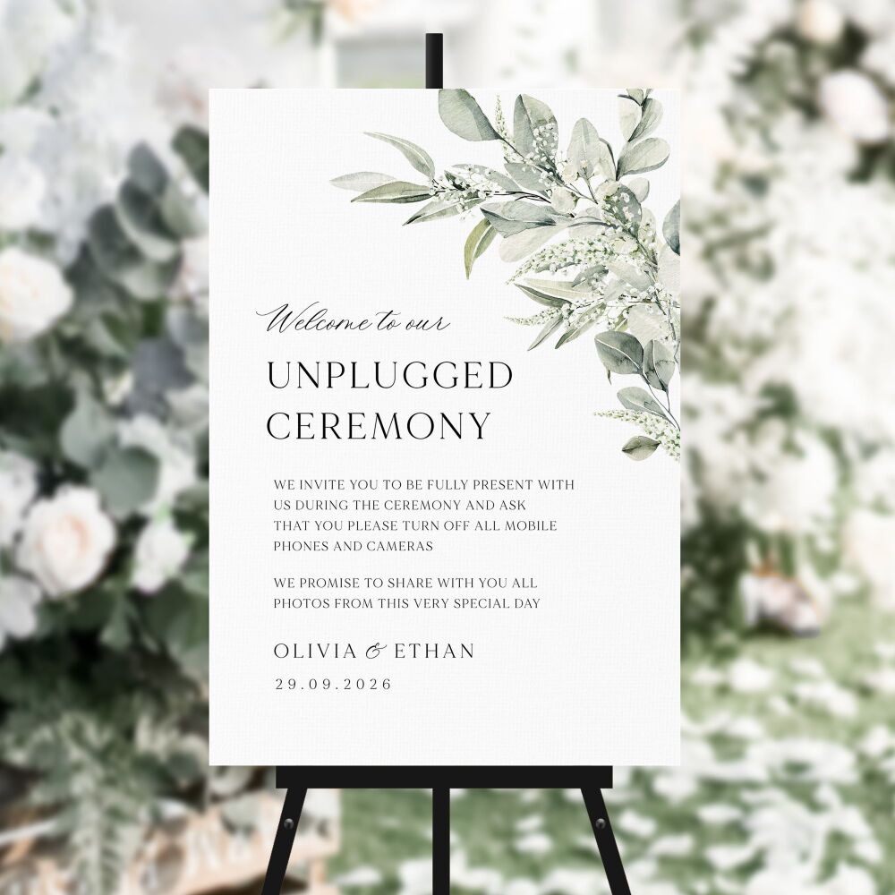 Sage & Gypsophilia Unplugged Ceremony Sign
