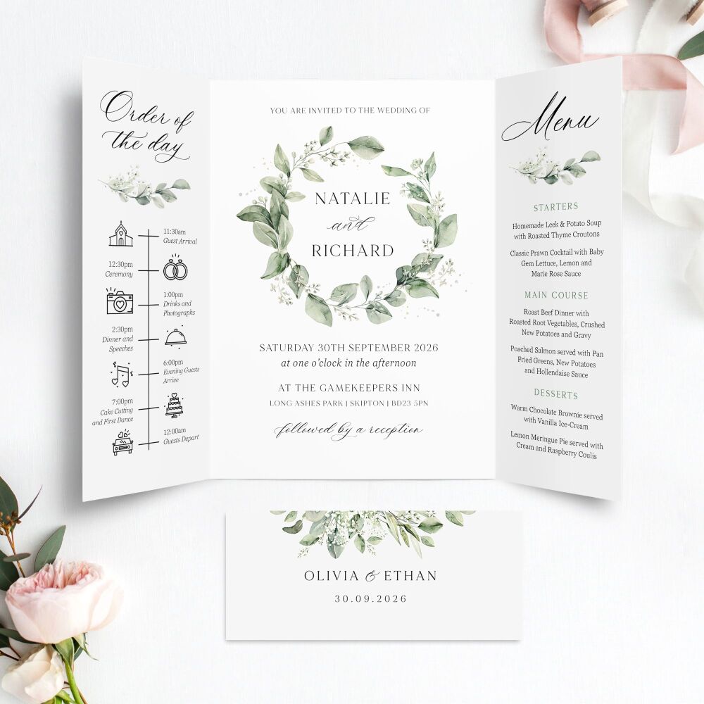 Sage & Gypsophilia Wedding Invitation Sample