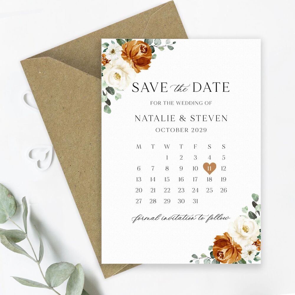 Burnt Orange & Eucalyptus Save the Date
