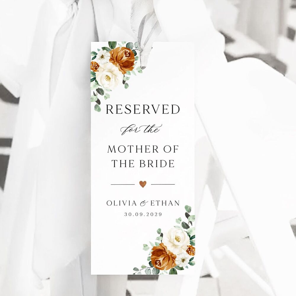 Burnt Orange & Eucalyptus Reserved Seat Tag
