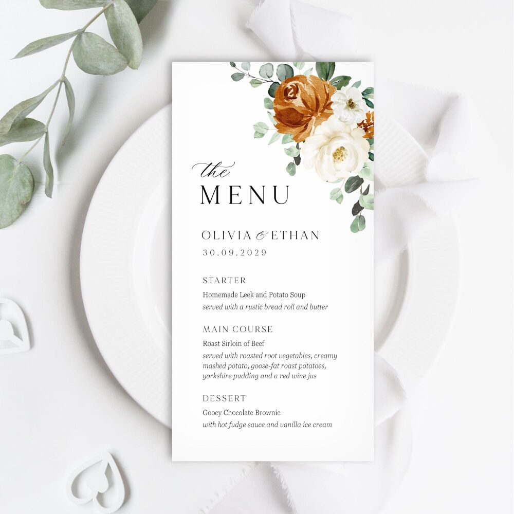 Burnt Orange & Eucalyptus Menu