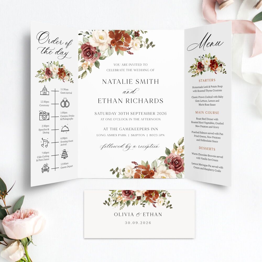 Rust & Burnt Orange Wedding Invitation Sample