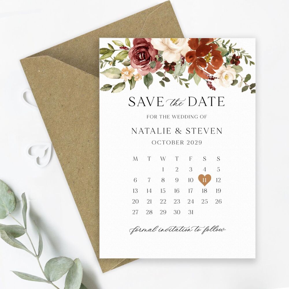 Rust & Burnt Orange Save the Date