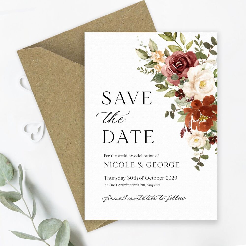 Rust & Burnt Orange Save the Date