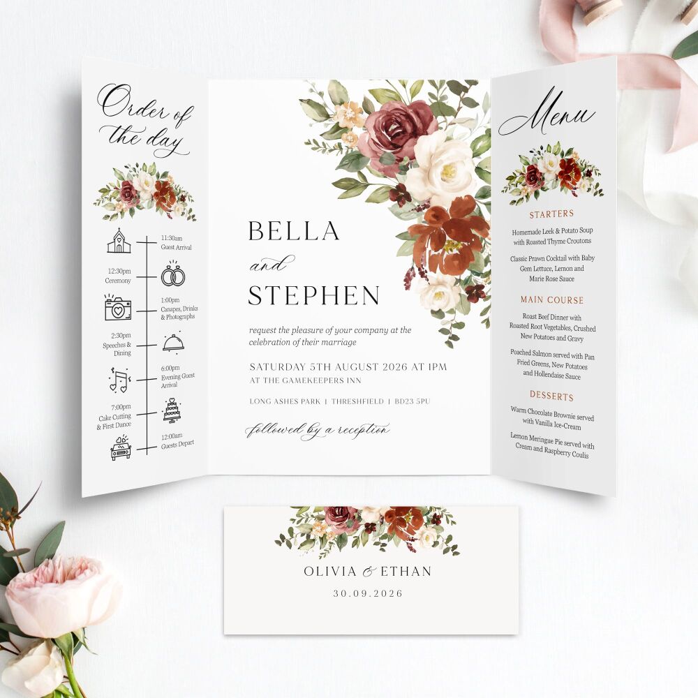 Rust & Burnt Orange Wedding Invitation Sample