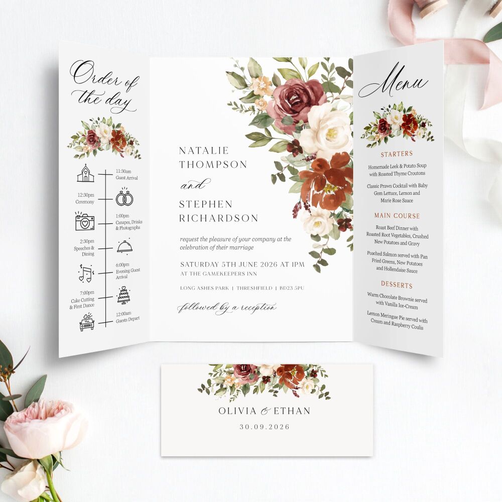 Rust & Burnt Orange Wedding Invitation Sample