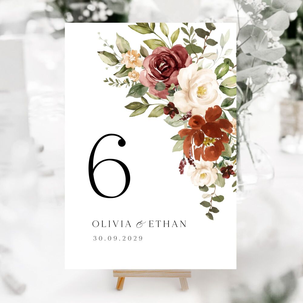 Rust & Burnt Orange Table Numbers