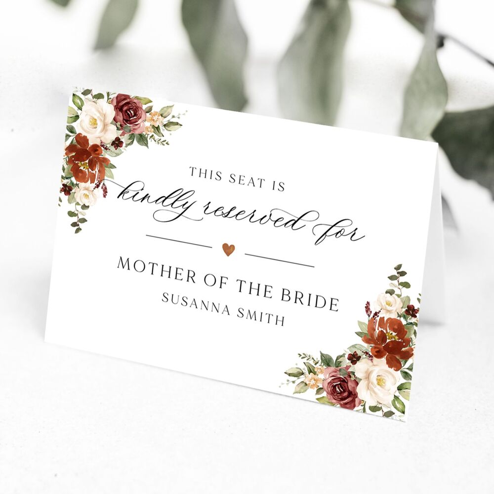 Rust & Burnt Orange Reserved Seat Card