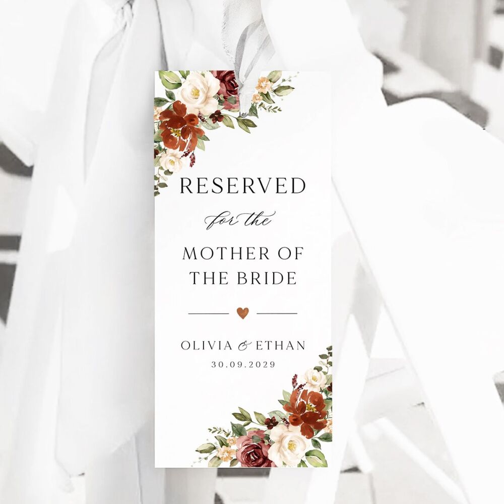 Rust & Burnt Orange Reserved Seat Tag