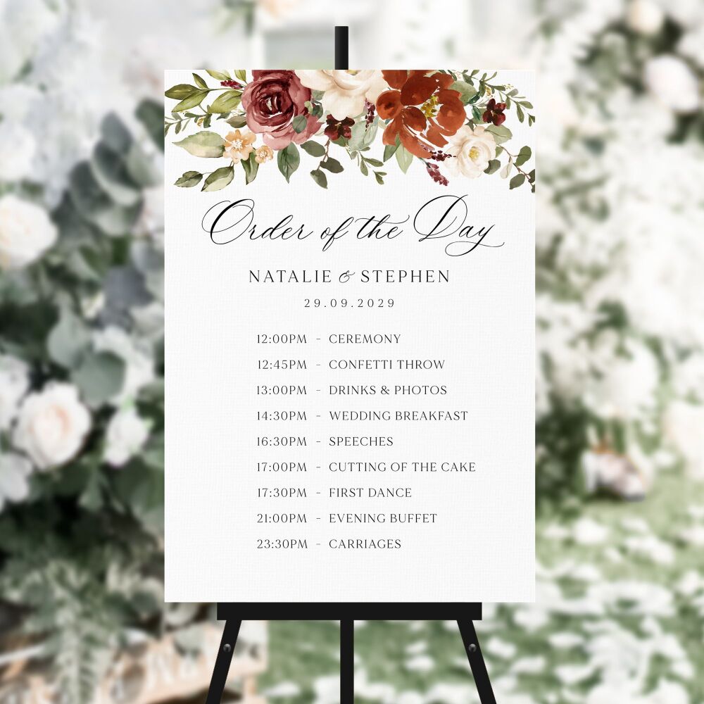 Rust & Burnt Orange Order of the Day Sign