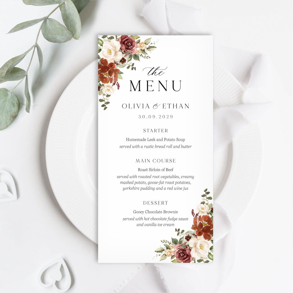 Rust & Burnt Orange Menu