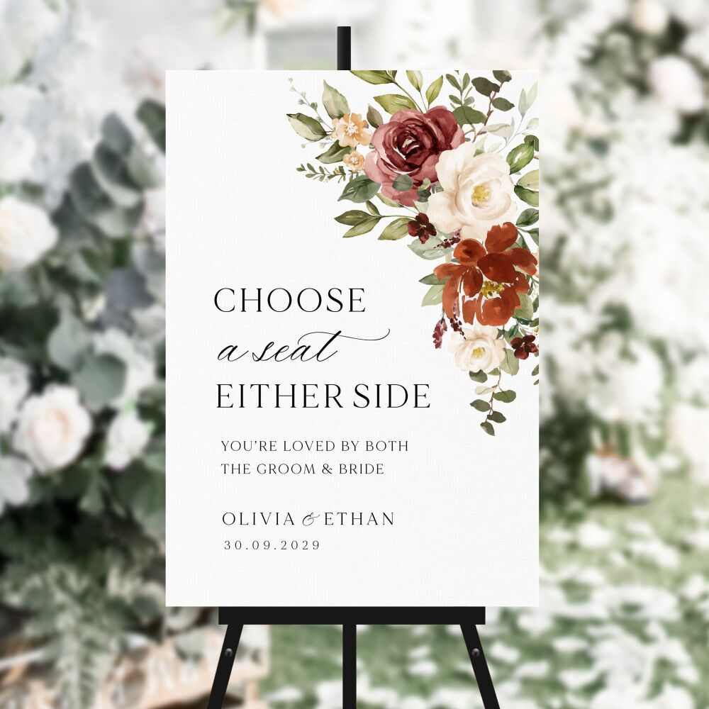 Rust & Burnt Orange Choose a Seat Sign