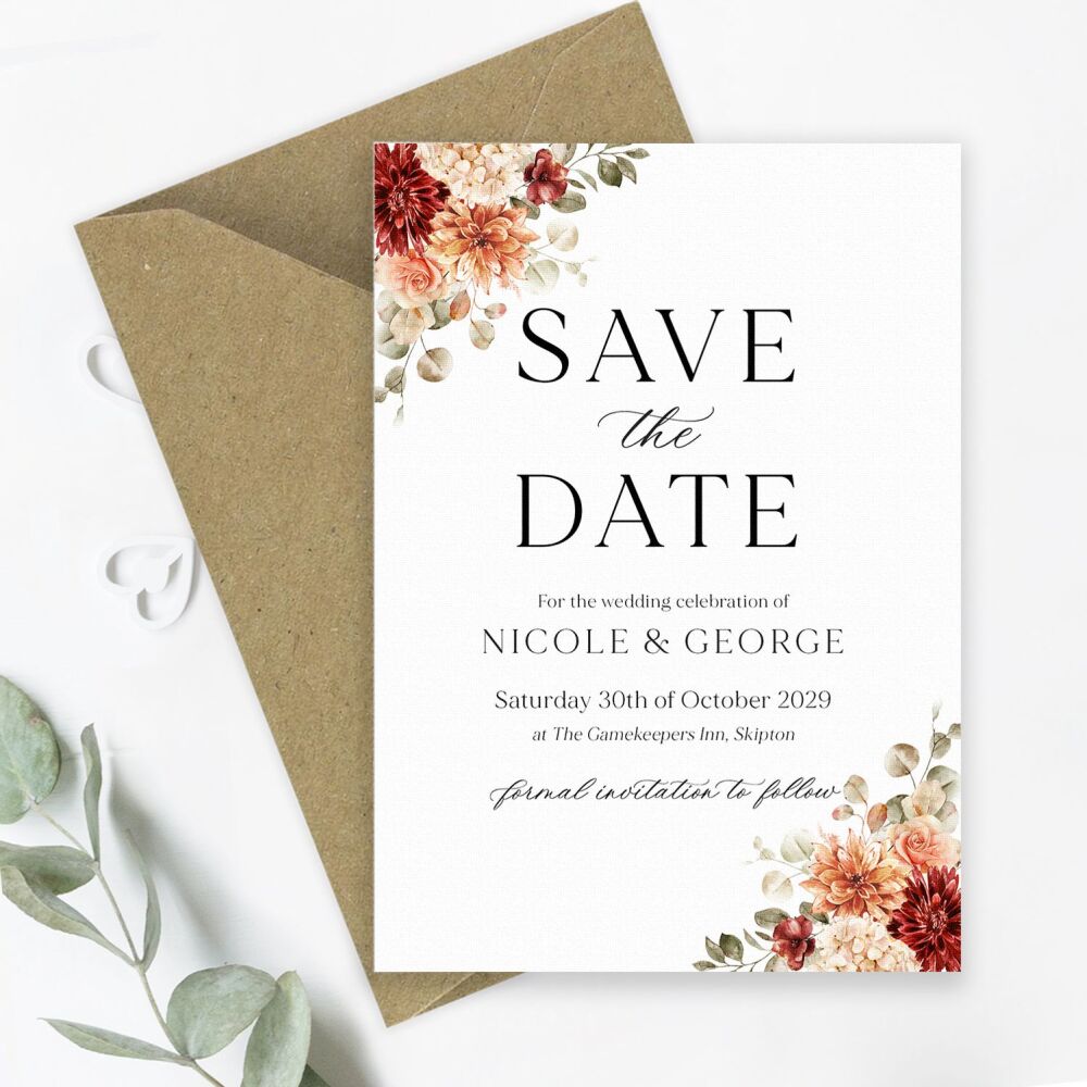 Cinnamon Floral Save the Date