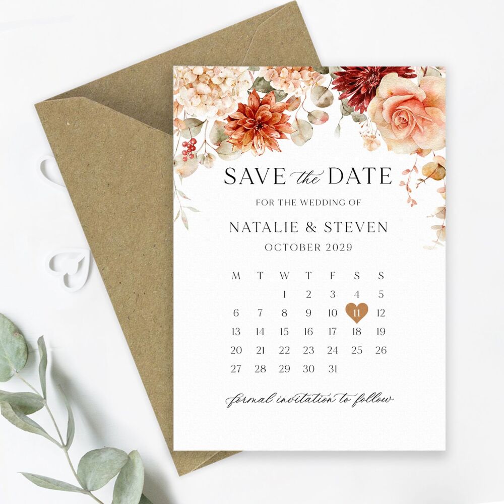 Cinnamon Floral Save the Date