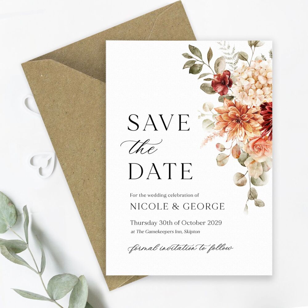 Cinnamon Floral Save the Date