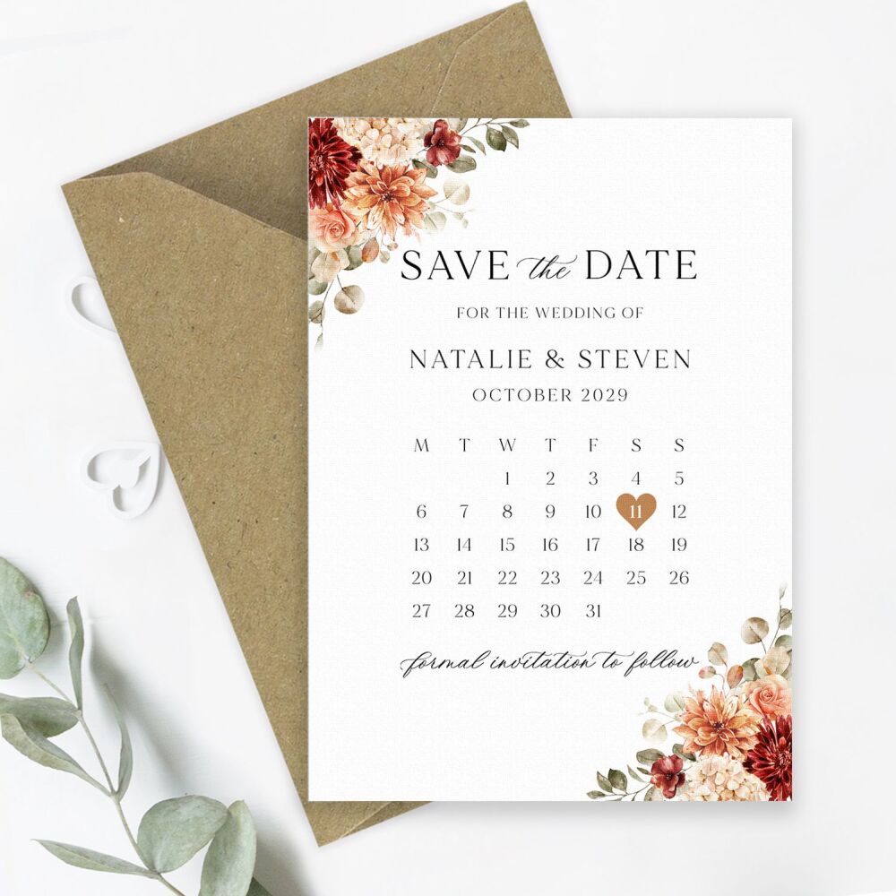 Cinnamon Floral Save the Date