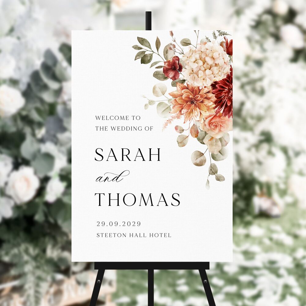 Cinnamon Floral Welcome Sign