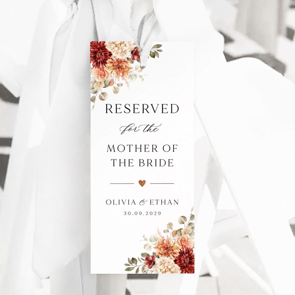 Cinnamon Floral Reserved Seat Tag