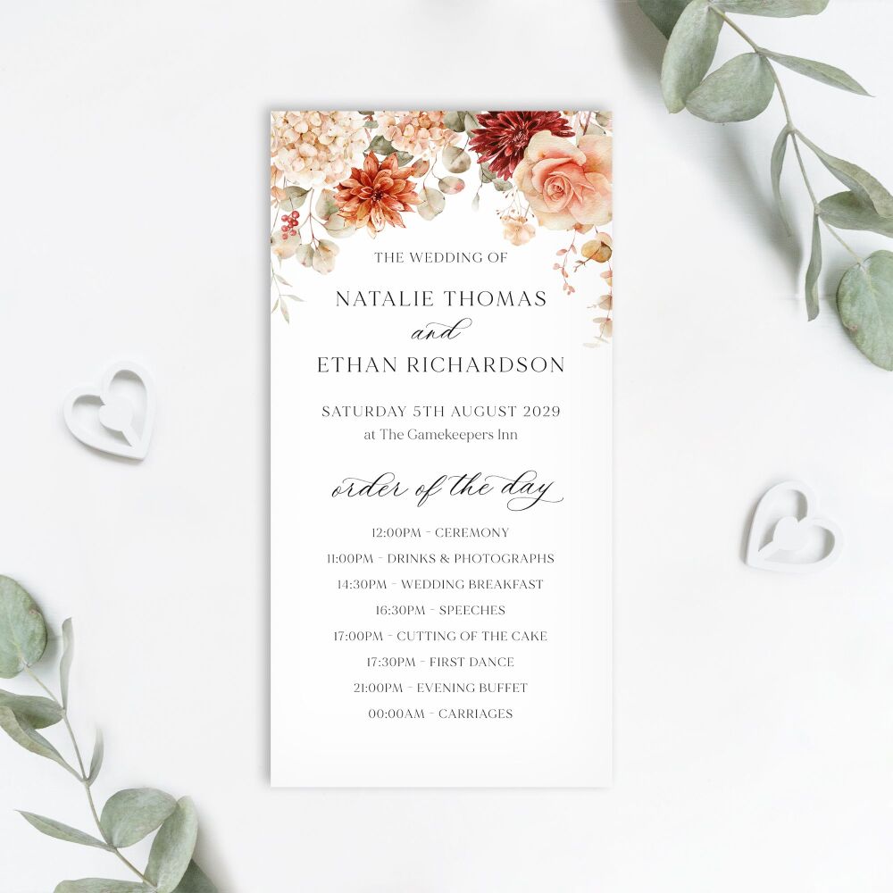 Cinnamon Floral Order of the Day Card