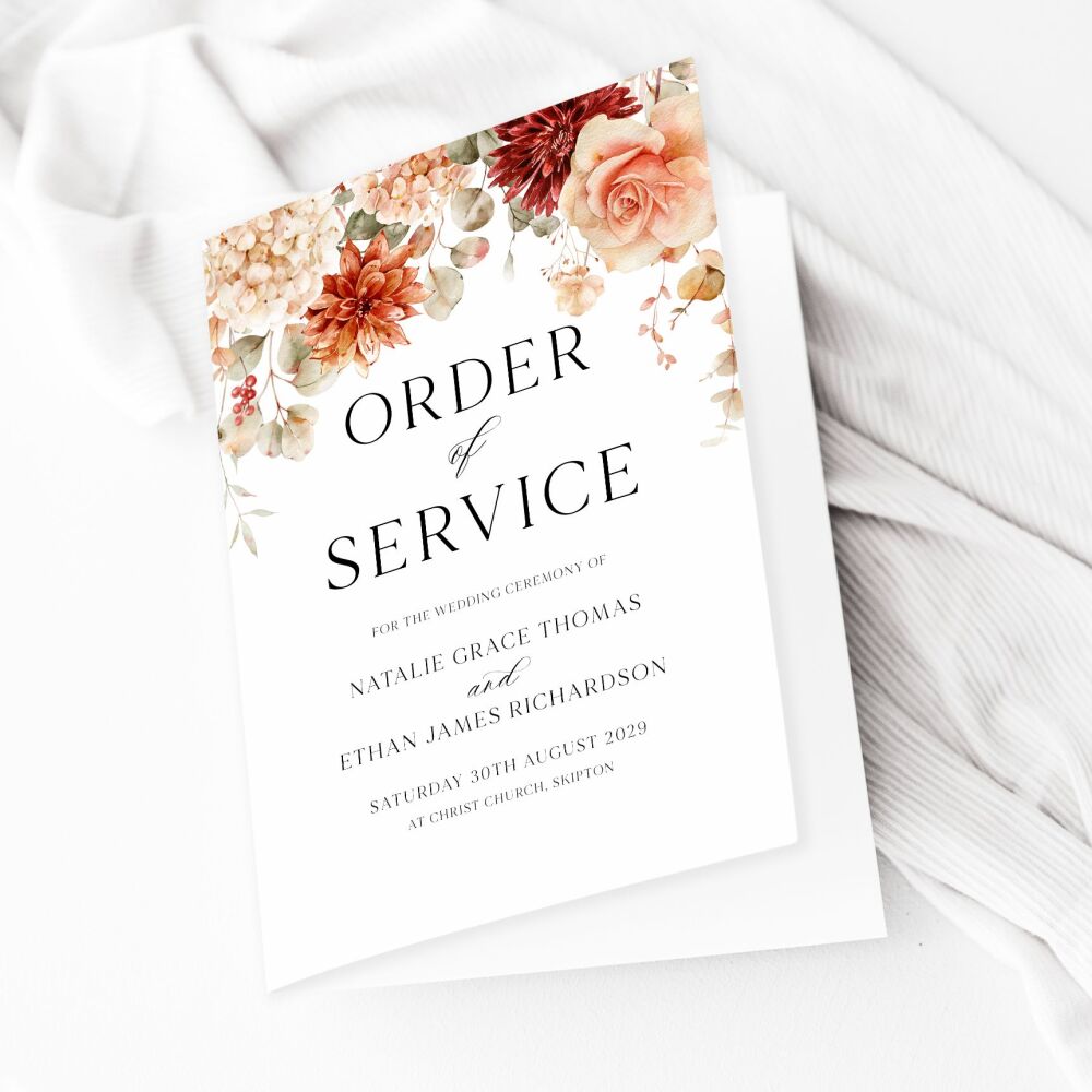 Cinnamon Floral Order of Service Booklet
