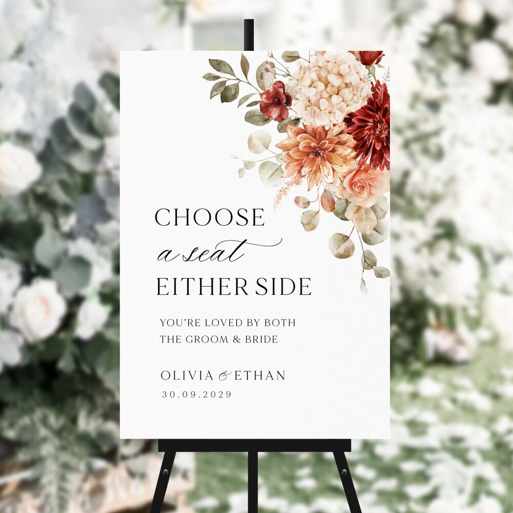 Cinnamon Floral Choose a Seat Sign