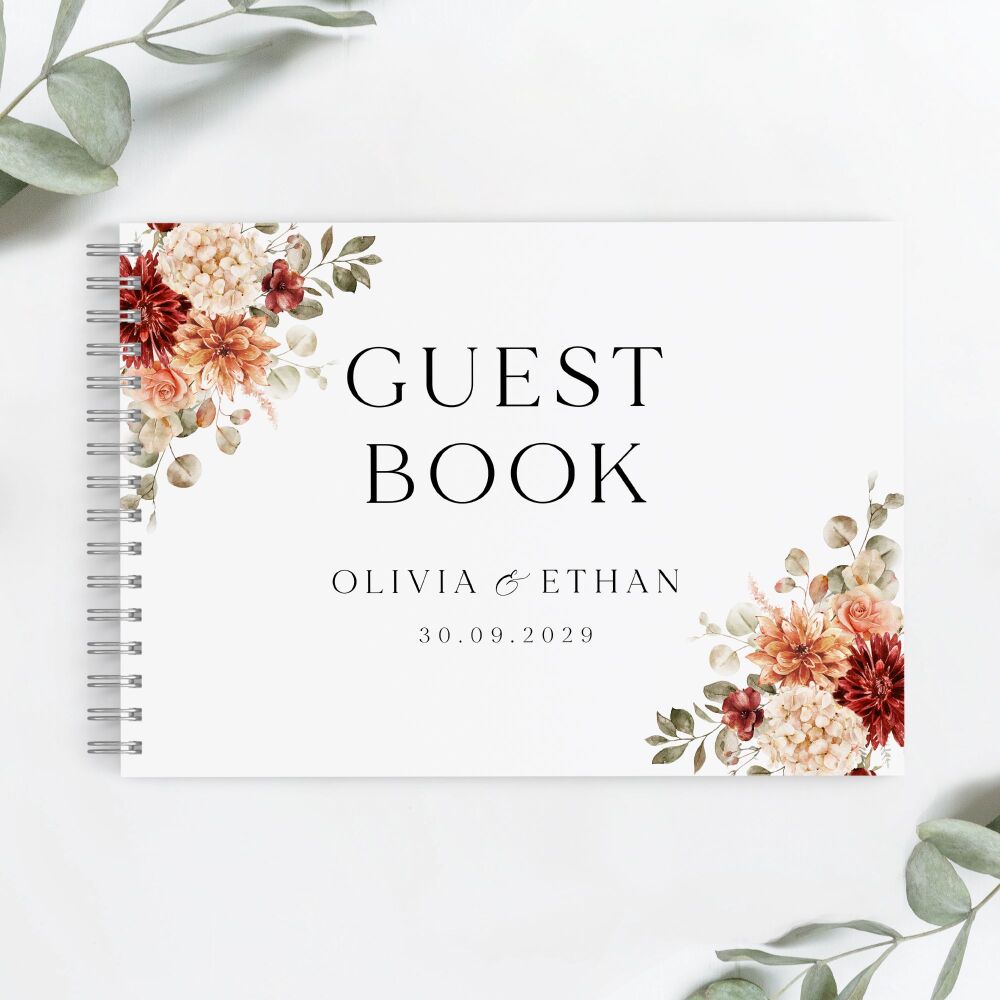 Cinnamon Floral Guest Book