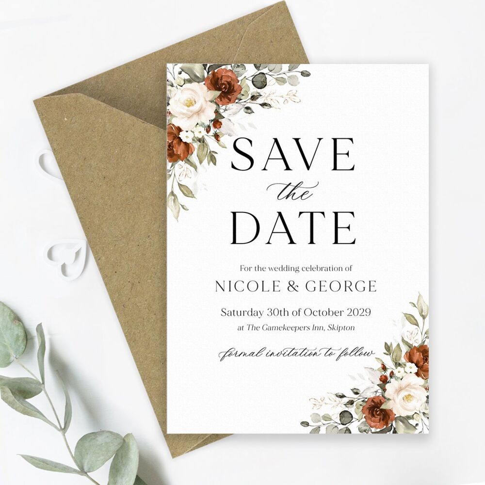 Terracotta & Ivory Save the Date