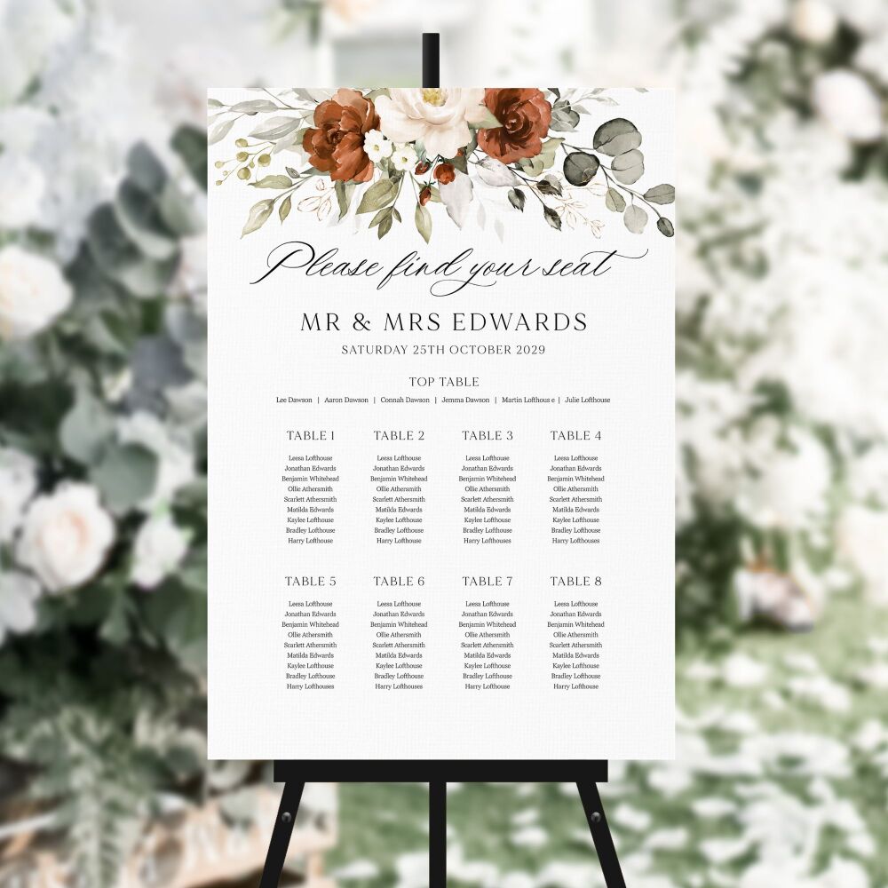 Terracotta & Ivory Table Plan