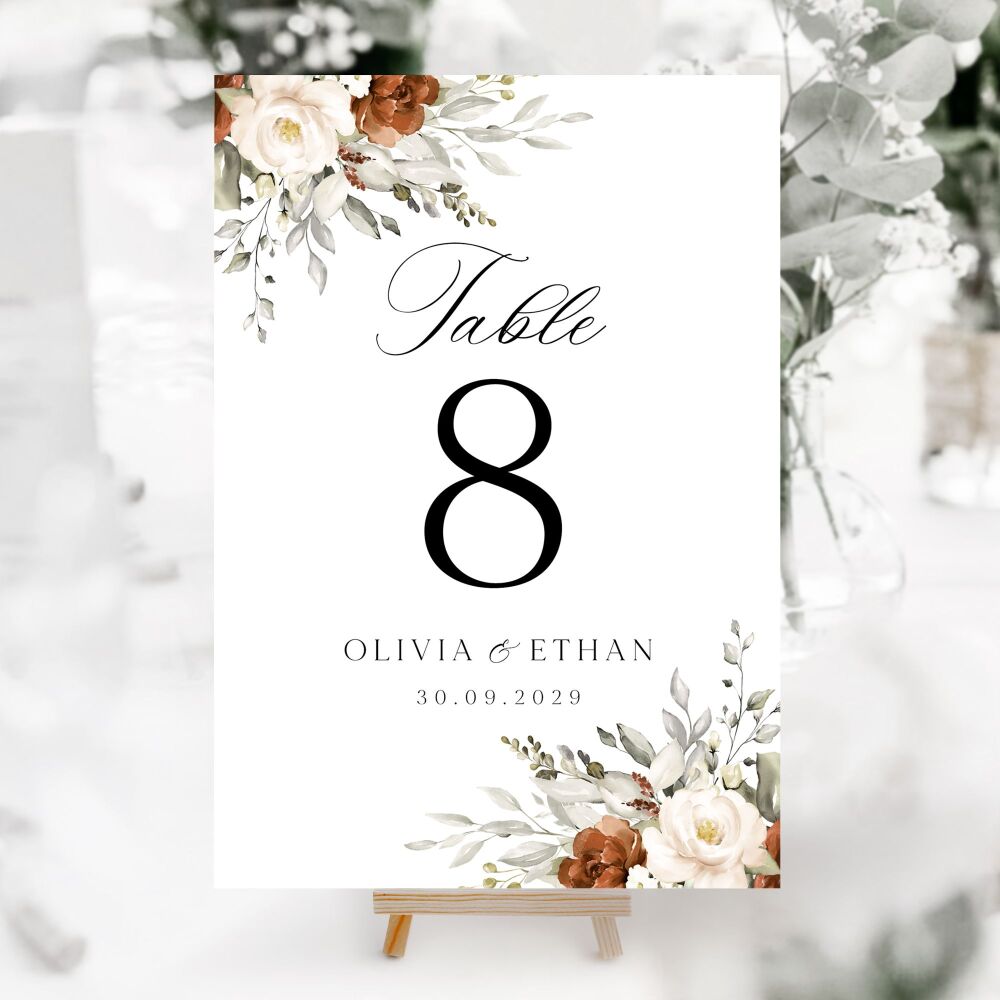 Terracotta & Ivory Table Numbers