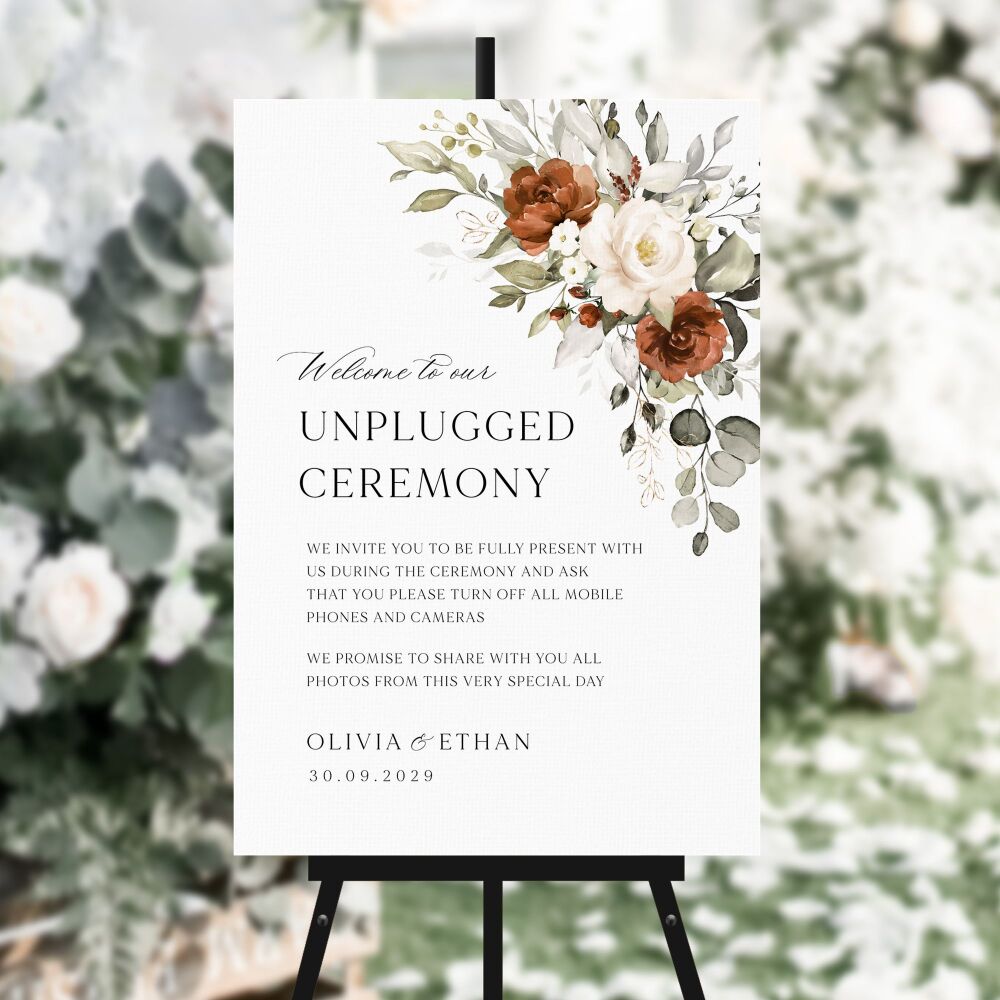 Terracotta & Ivory Unplugged Ceremony Sign