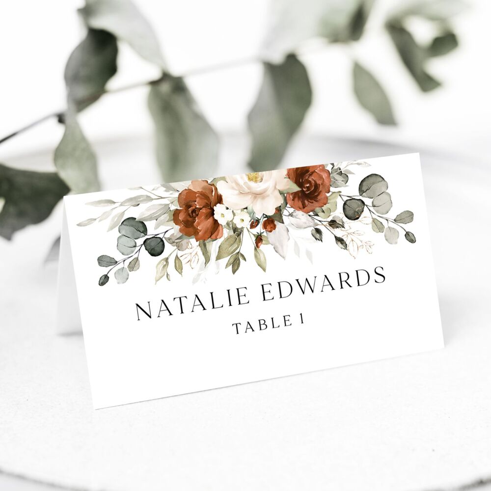 Terracotta & Ivory Place Name Card