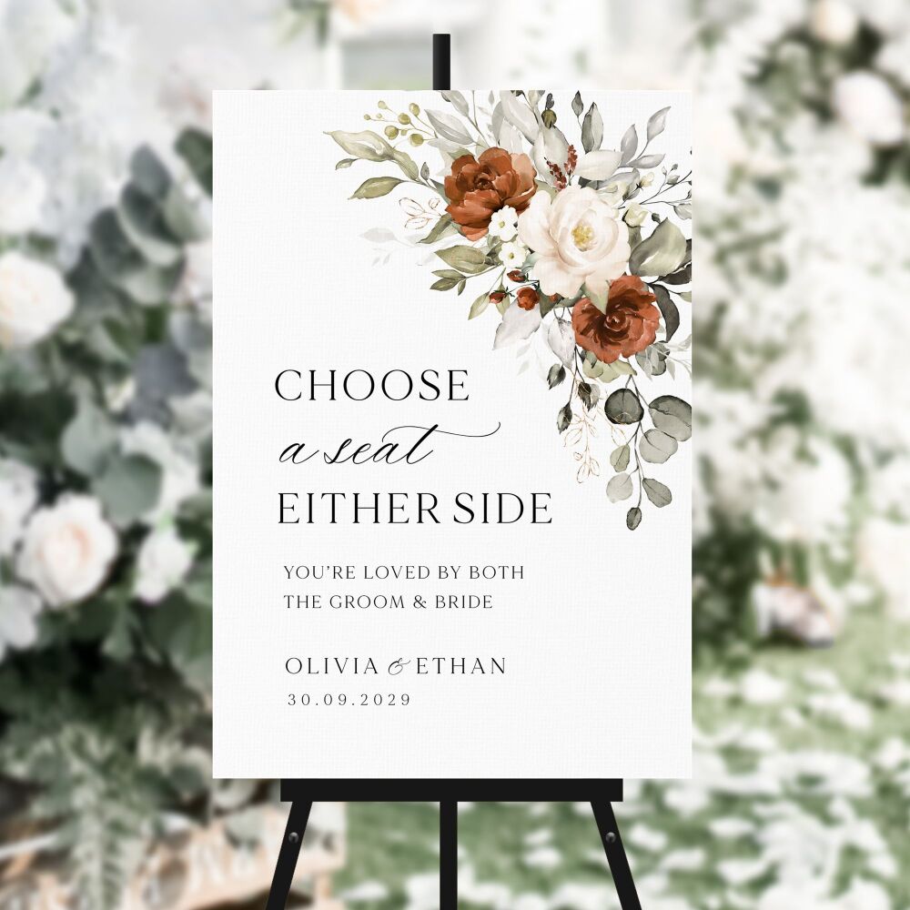 Terracotta & Ivory Choose a Seat Sign
