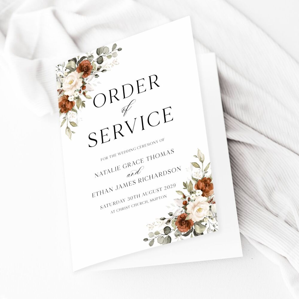 Terracotta & Ivory Order of Service Booklet