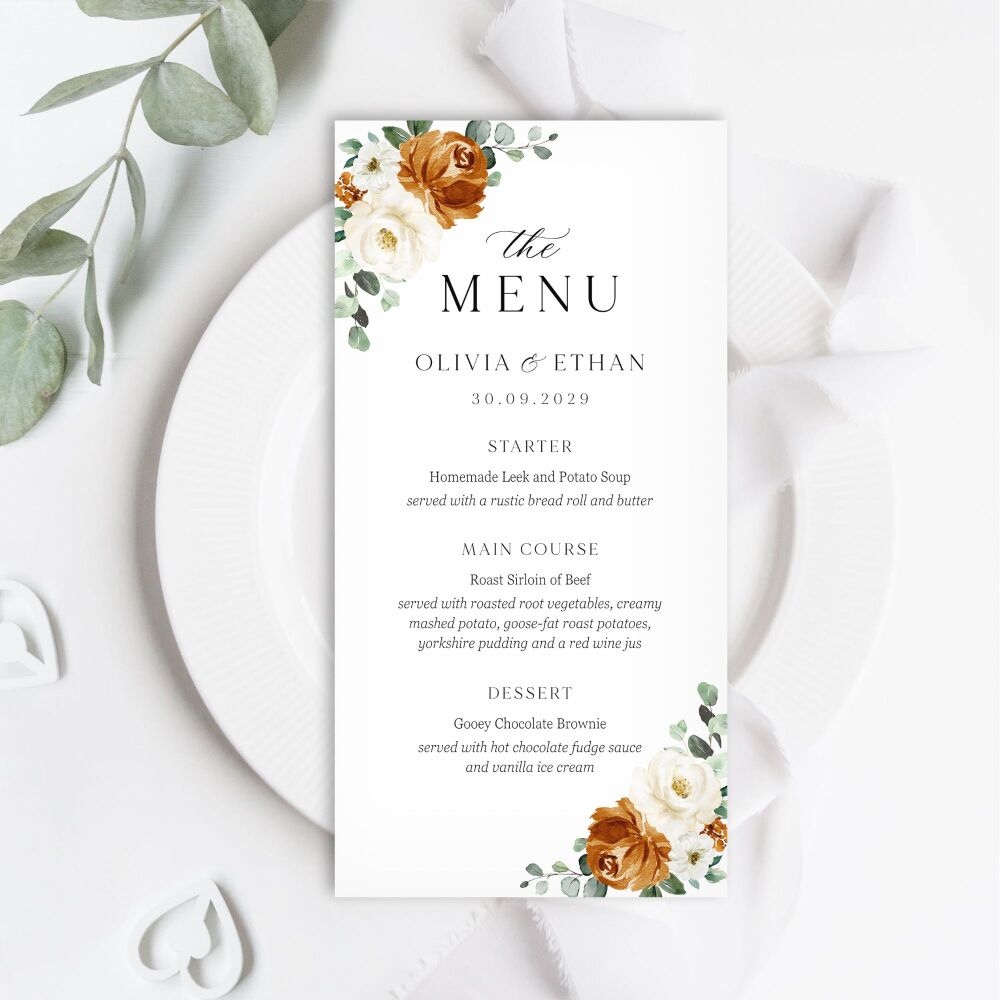 Burnt Orange & Eucalyptus Menu