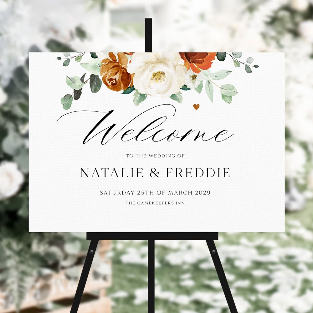 Burnt Orange & Eucalyptus Welcome Sign