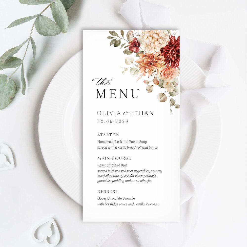 Cinnamon Florals Menu