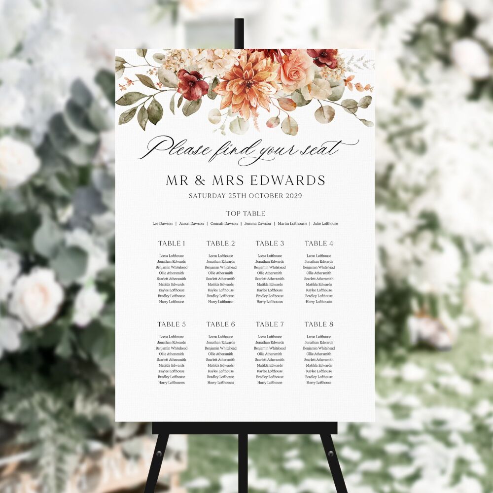 Cinnamon Florals Table Plan